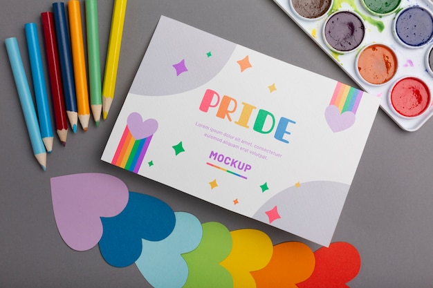 PSD pride month celebration card mockup