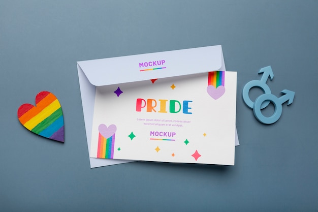 PSD pride month celebration card mockup