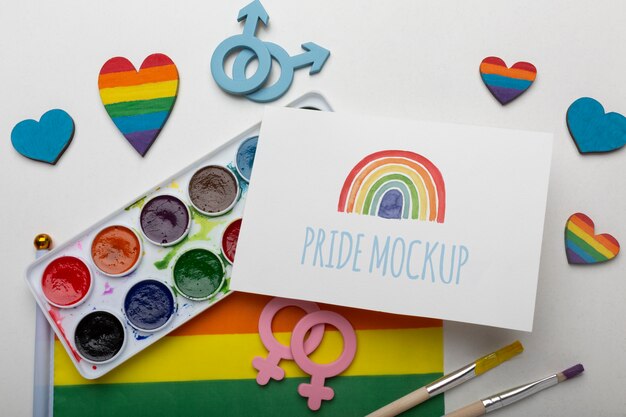 Pride month celebration card mockup