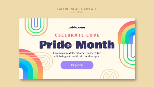 PSD pride month celebration facebook template