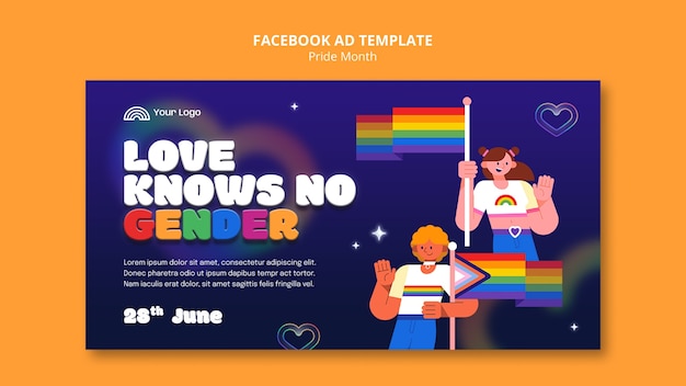 PSD pride month celebration facebook template