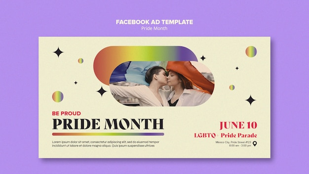 PSD modello di facebook per la celebrazione del mese dell'orgoglio