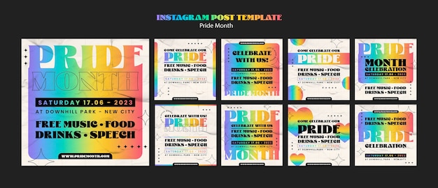 PSD post di instagram per la celebrazione del mese dell'orgoglio