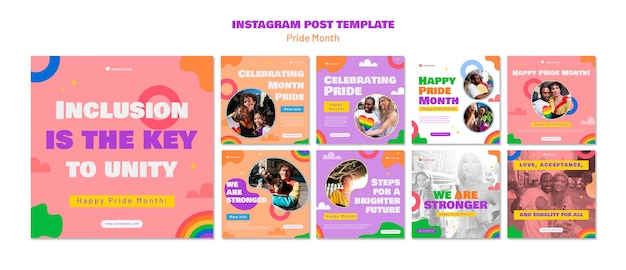 PSD post di instagram per la celebrazione del mese dell'orgoglio