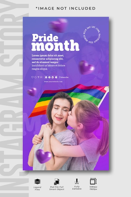 pride month celebration Instagram story design template