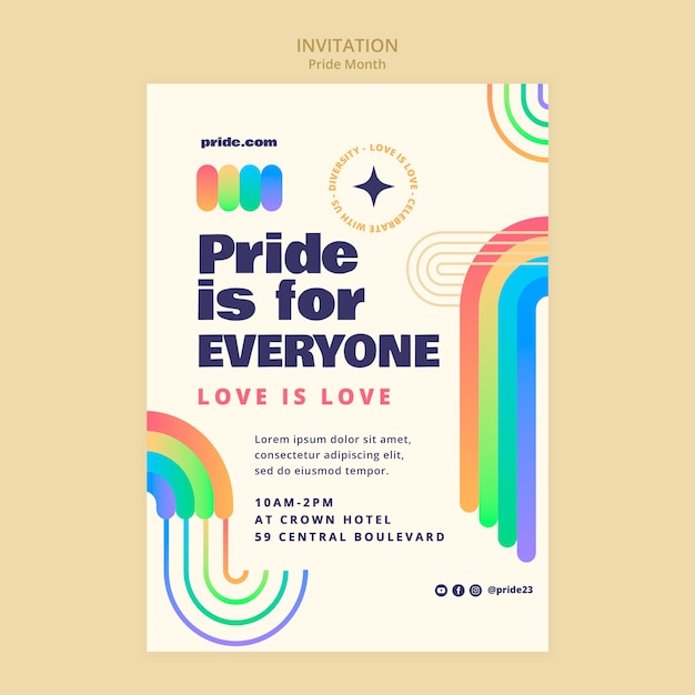 PSD pride month celebration invitation template