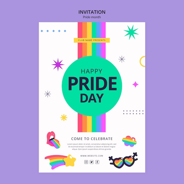 PSD pride month celebration invitation template