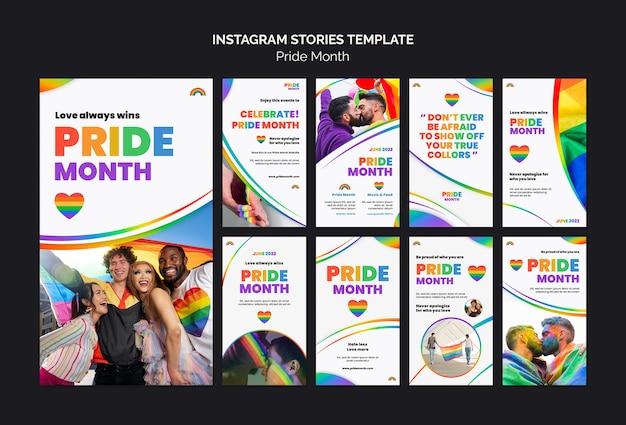 PSD pride month instagram stories design template