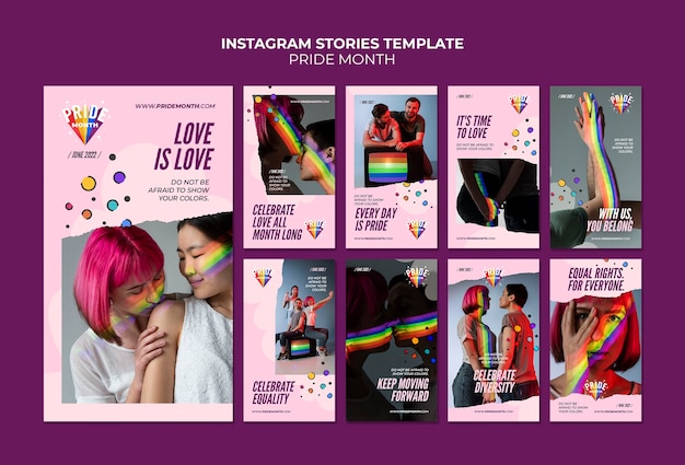 Pride month instagram stories design template