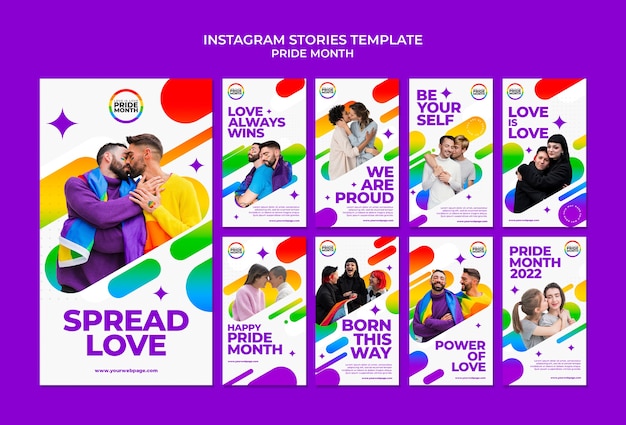 PSD pride month instagram stories design template