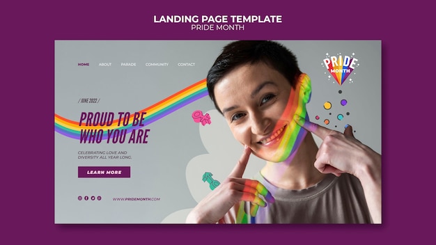PSD pride month landing page design template
