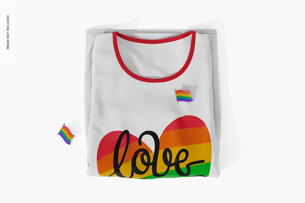 PSD pride t shirt mockup, top view