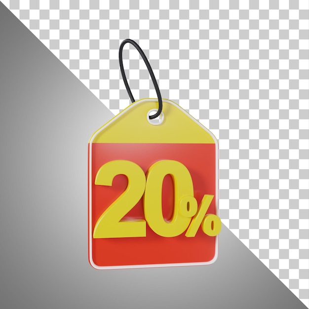 Prijskaartje 20 procent korting op 3D-rendering