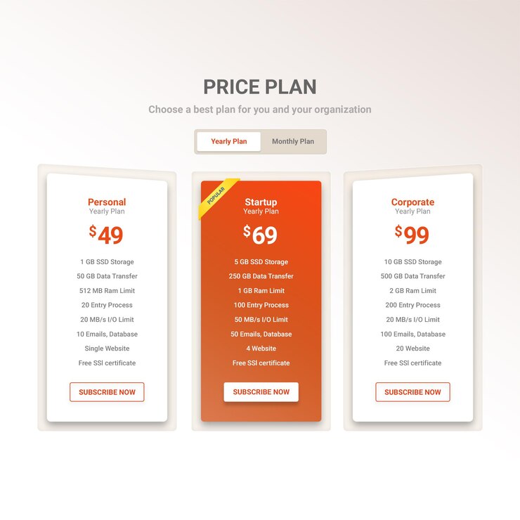 PSD prijstabel webbureau