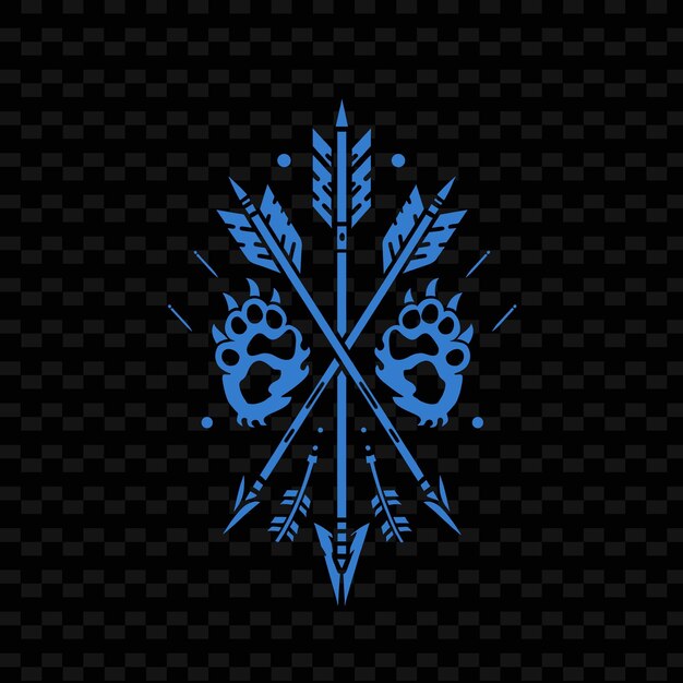 PSD emblema del clan primal hunter con frecce e tracce di animali per disegni vettoriali tribali creativi