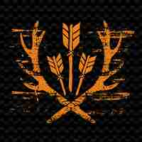 PSD primal hunter society emblem with arrows and animal tracks f creative tribal vector designs