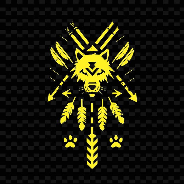 PSD primal hunter tribe crest with arrows and animal tracks for creative tribal vector designs