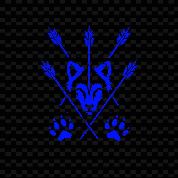 PSD primal huntsman league crest with arrows and paw prints for creative tribal vector designs