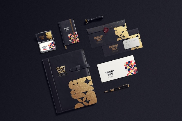 PSD prime brand identity mockup design dark version