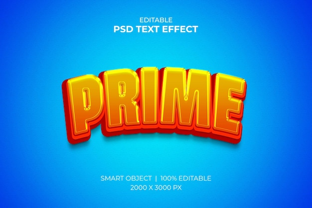 Prime editable 3d text effect mockup premium psd