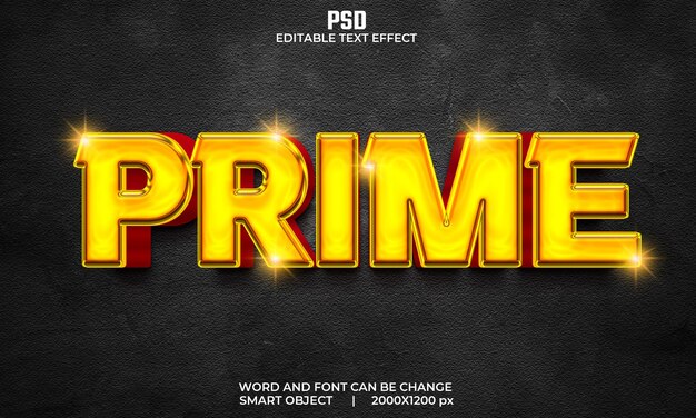 Первоклассный золотой цвет 3d редактируемый текстовый эффект Premium Psd с фоном