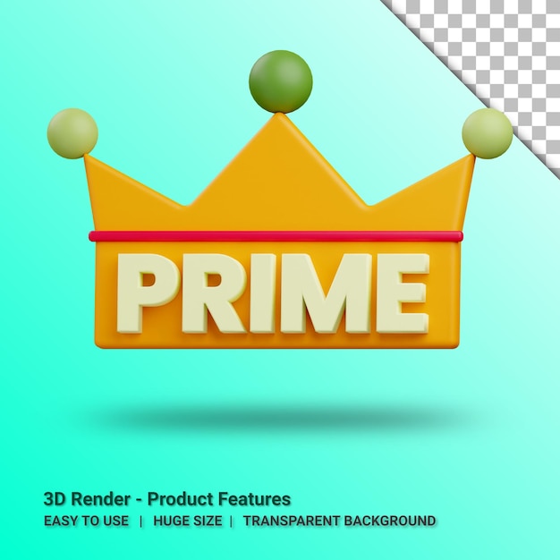 PSD prime producteigenschappen 3d-sticker met transparante achtergrond