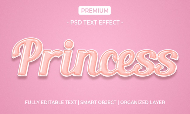 PSD princess 3d text effect template