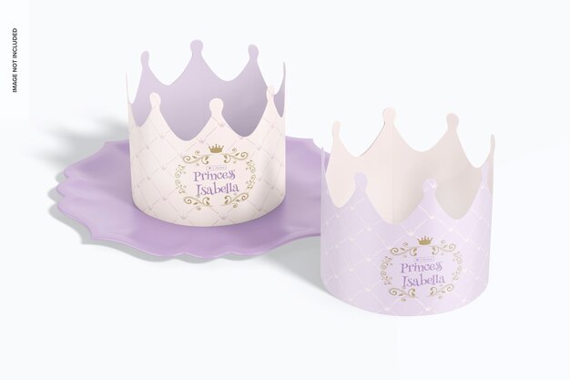 PSD mockup princess crown, con piastra