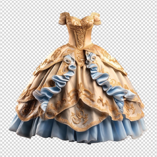 PSD princess dress isolated on transparent background