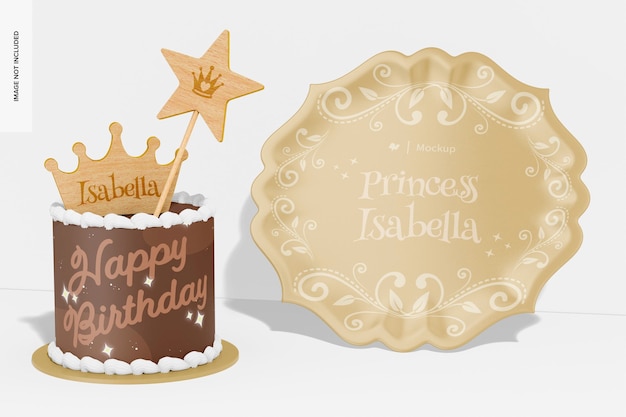 PSD mockup piatto principessa, con torta