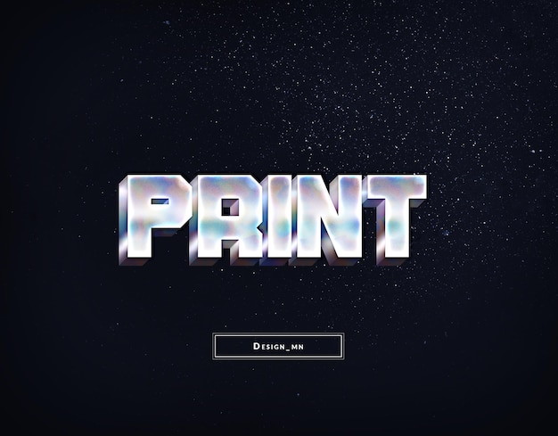 PRINT 3d text effect and editable text effect