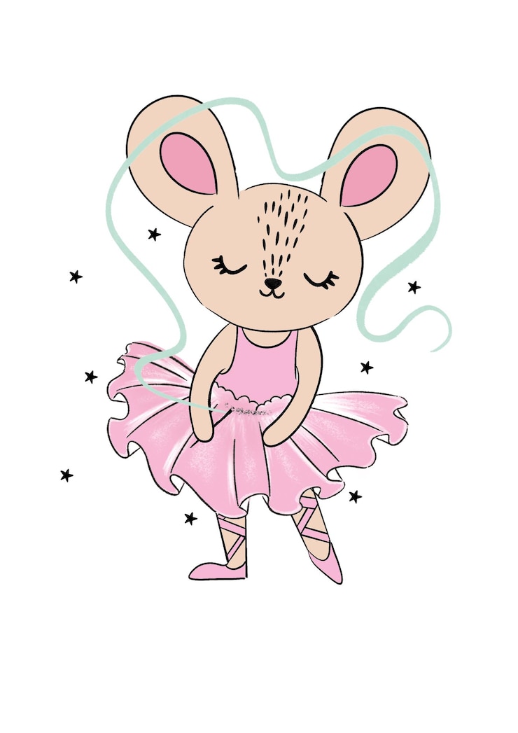 PSD print kids rabbit ballet dancer