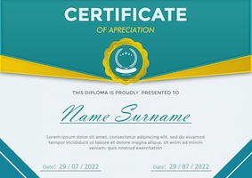 Print-ready certificate template with text editable psd file