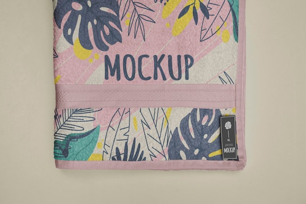 PSD printed beach towel mock-up with colorful design