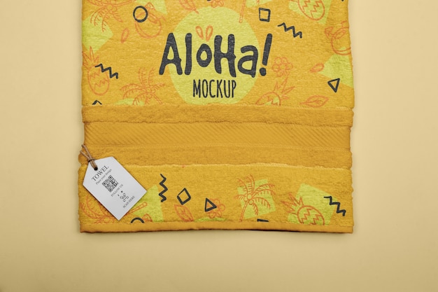 PSD printed beach towel mock-up with colorful design