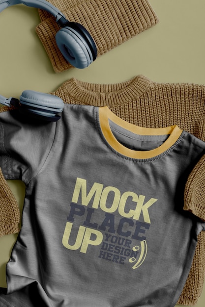 Printed kids t-shirt mock-up