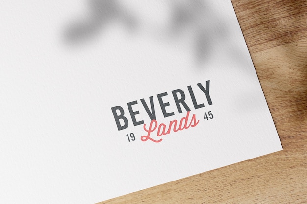 Printed logo mockup on white pape