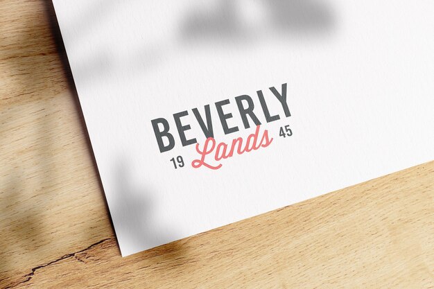 PSD printed logo mockup on white pape