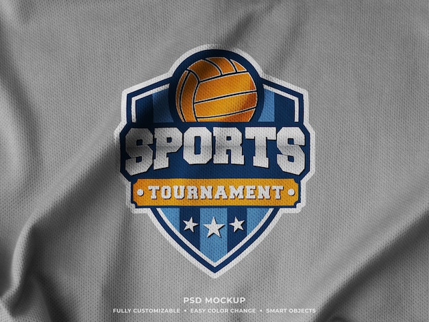 Printed sports logo mockup on jersey fabric
