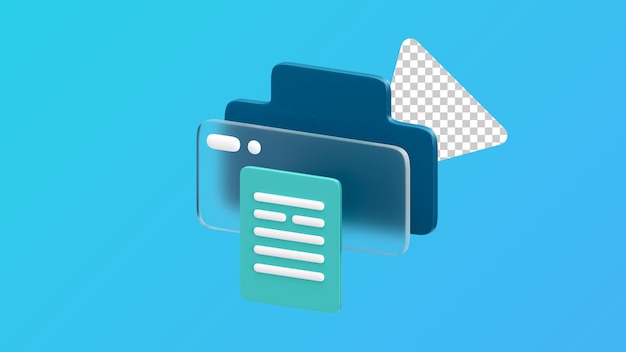 PSD printer glassmorphism stylized icon