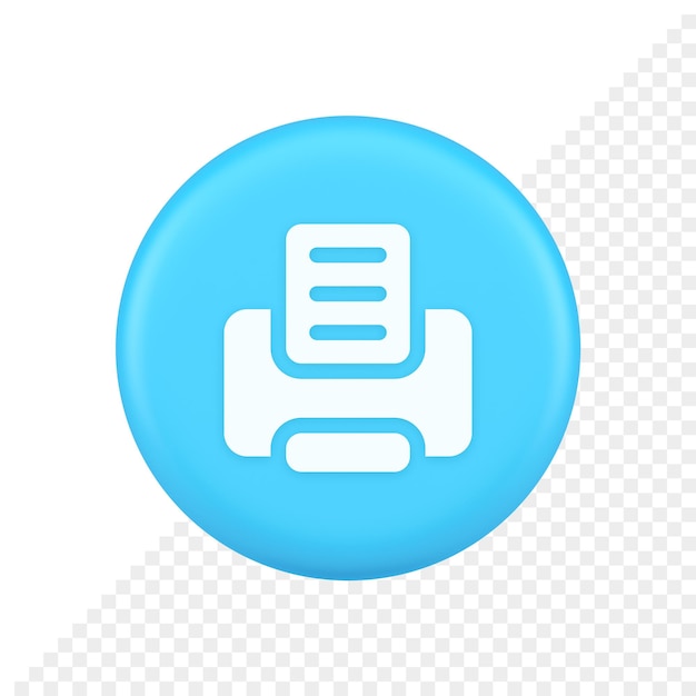 printer machine device for paper document print button ink printout technology 3d icon