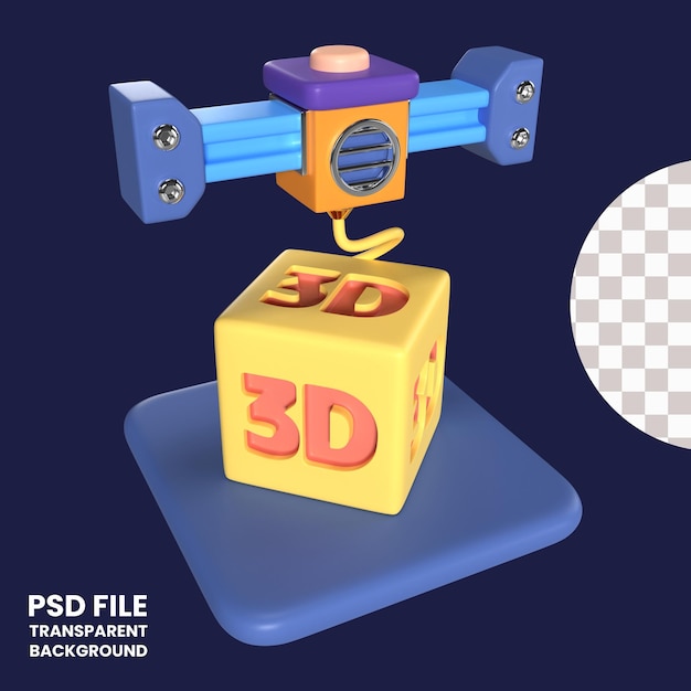 PSD printing 3d box 3d illustration icon