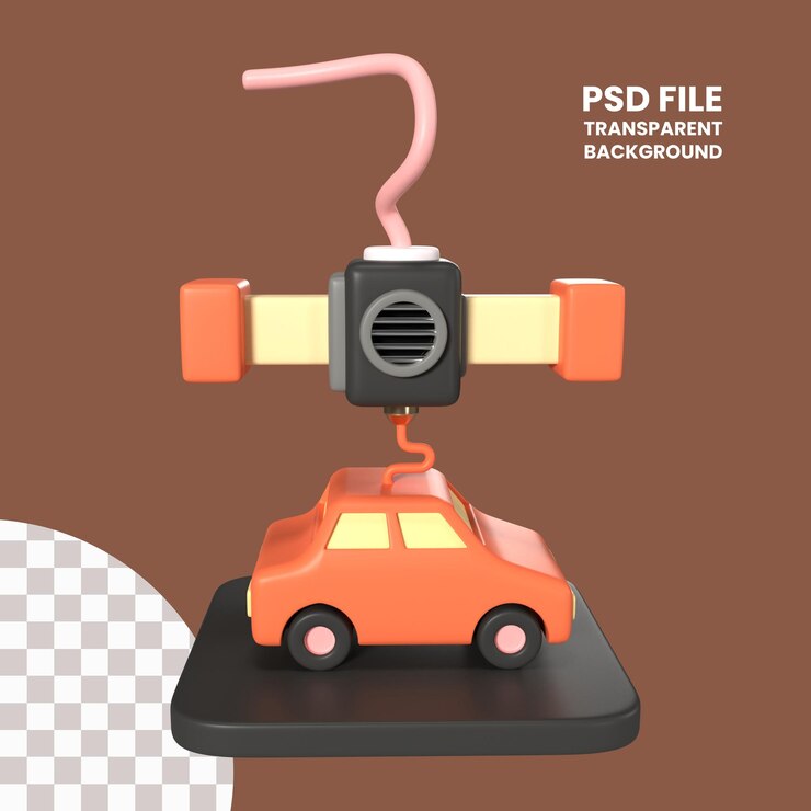 PSD printing car 3d illustration icon