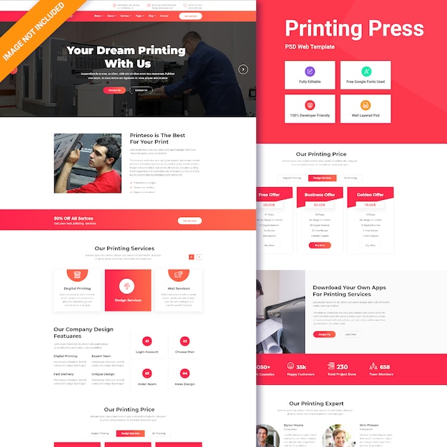 PSD printing press pod web ui