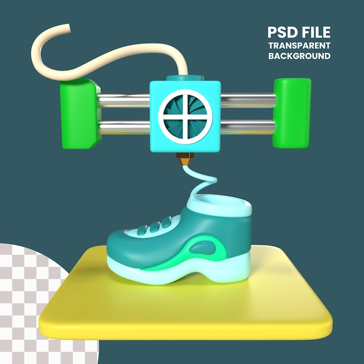 PSD printing shoe 3d illustration icon