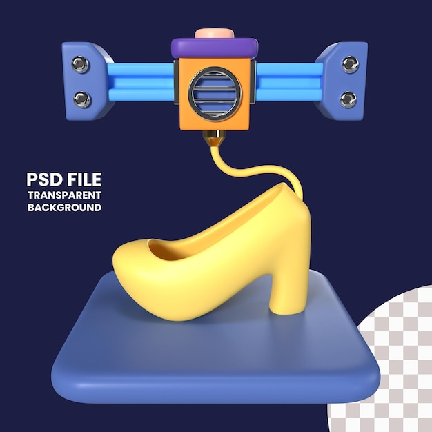 PSD printing shoe 3d illustration icon