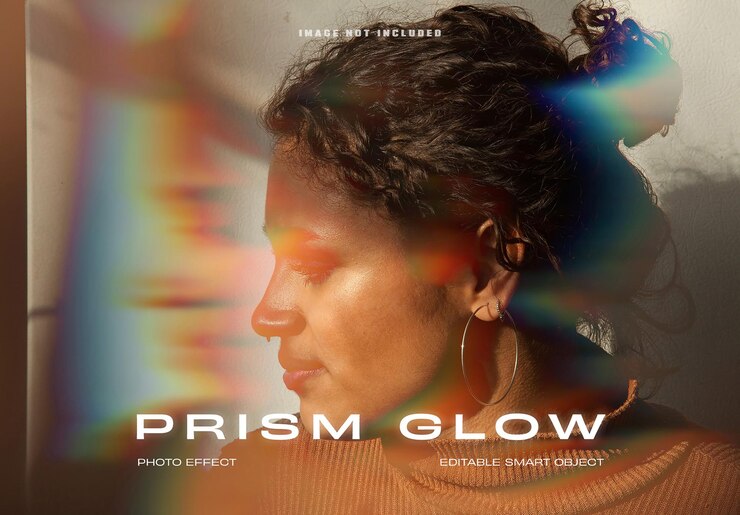 PSD prism glow photo effect mockup