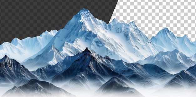 PSD pristine snowy peaks rising above the alpine landscape on transparent background stock png