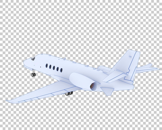 Privé vliegtuig op transparante achtergrond 3d-rendering illustratie