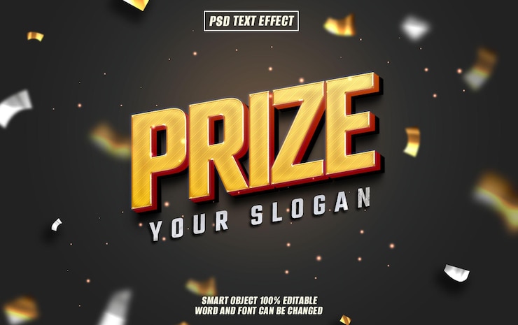PSD prize text effect font editable typography 3d text